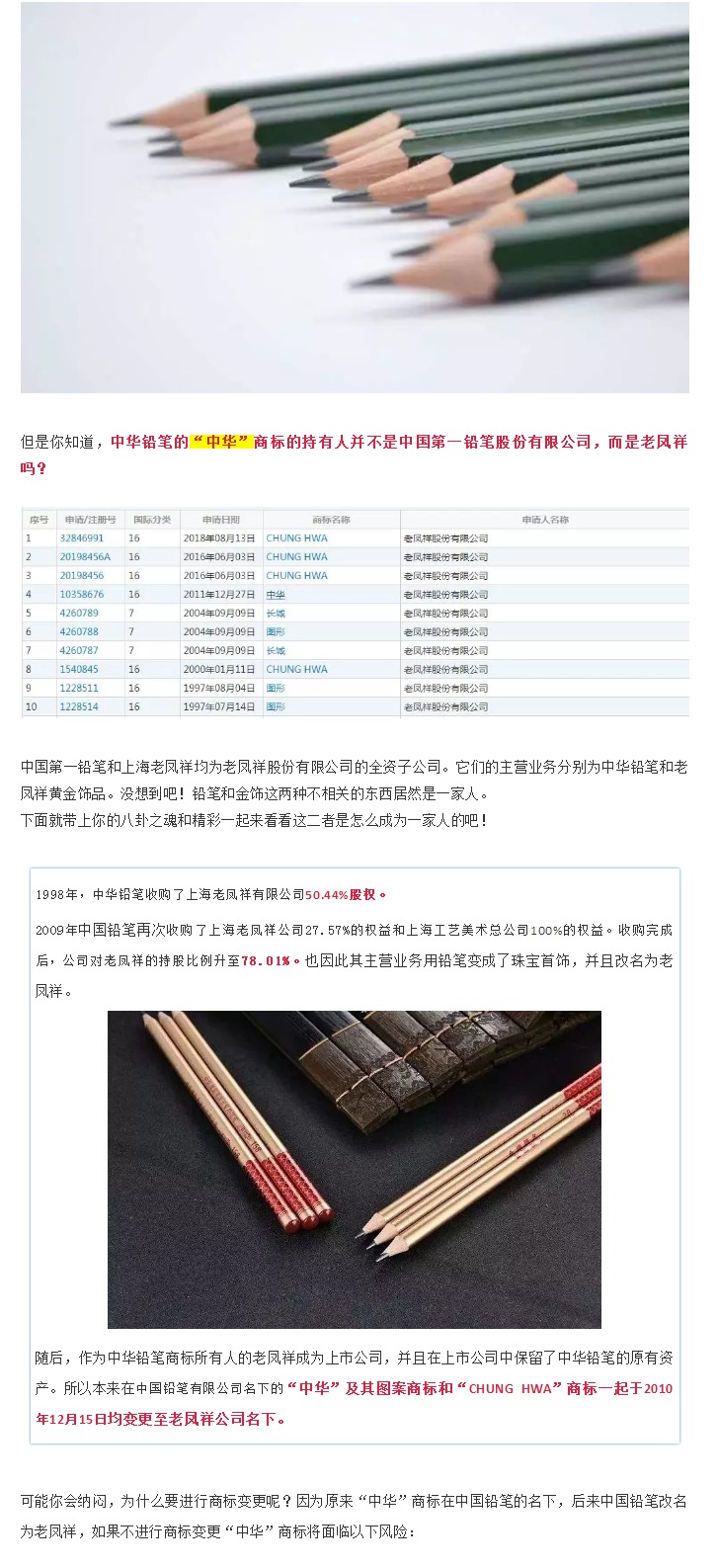 高考倒計時||你知道中華鉛筆的商標持有人是老鳳祥嗎？